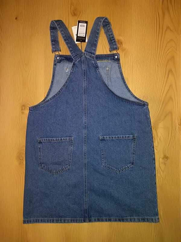 Nowa sukienka New Look 14 XL 42 niebieska ogrodniczka jeans denim