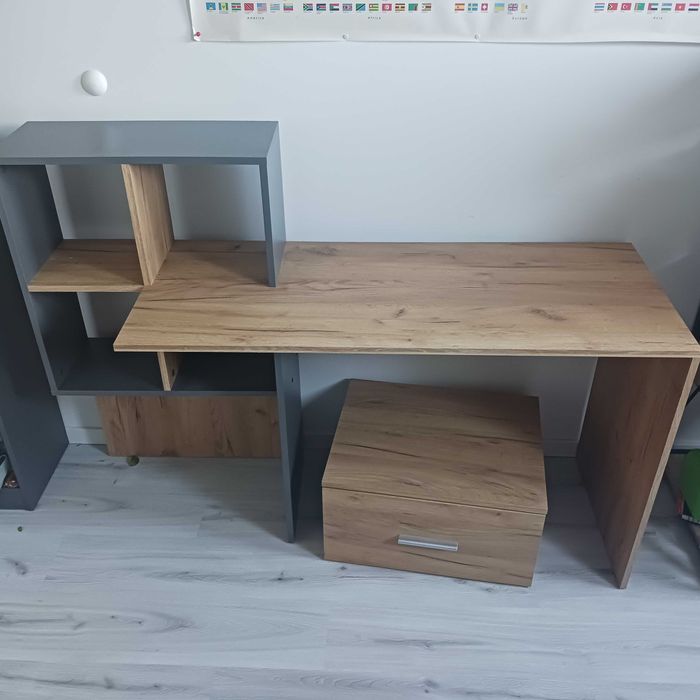 Biurko dąb wotan antracyt 149x105 cm