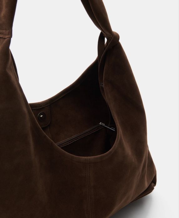 Коричнева замшева сумка шопер