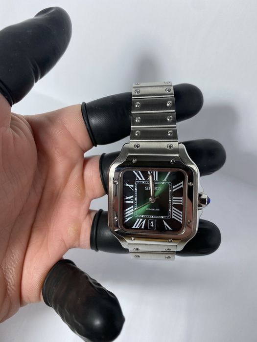 Zegarek automatyczny Seiko Mod santos cartier butelkowa zieleń nh35!!