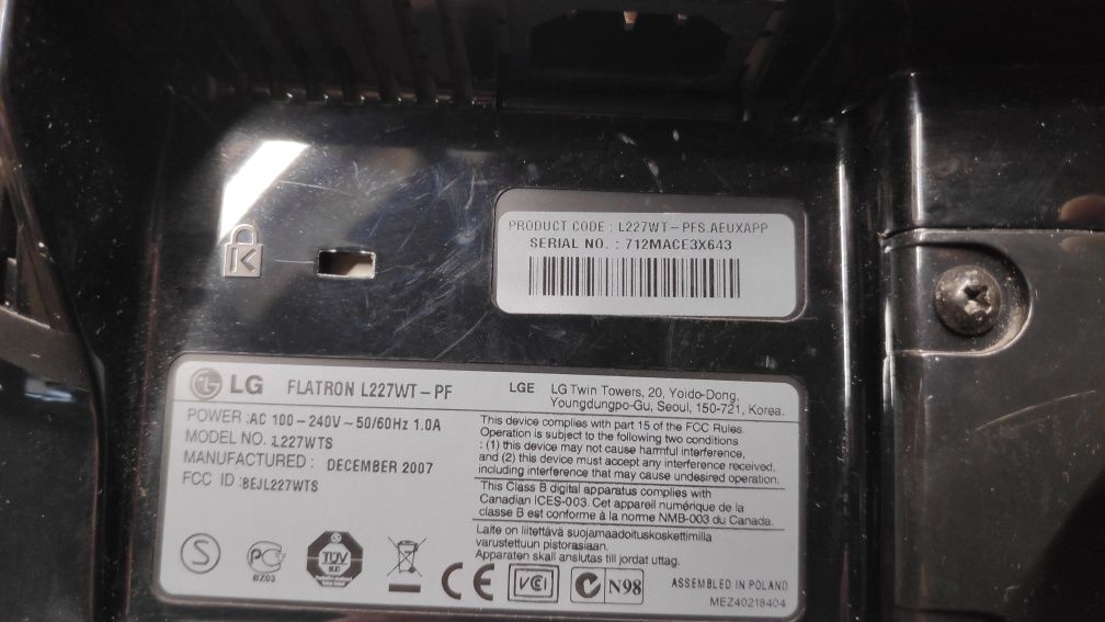 Monitor LG flatron 227wt