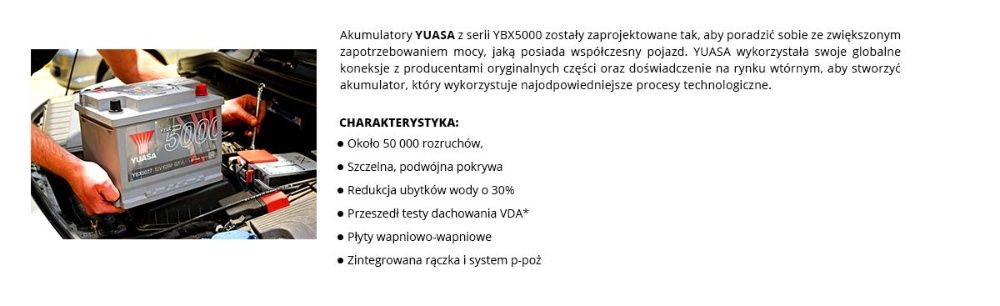 Akumulator YUASA YBX5005 65Ah 580A + GRATIS! NAJNIŻSZA cena