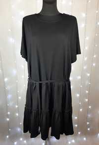 Nowa czarna sukienka River Island 100% bawełna duży rozmiar 52 pasek