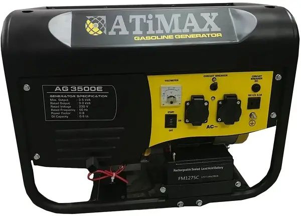 Бензиновий генератор Atimax AG-3500-E 1 фаза 2.5 кВт/2.8кВт однофазний