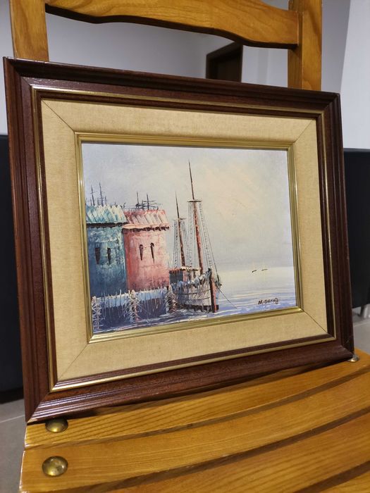 Pintura a óleo com moldura
