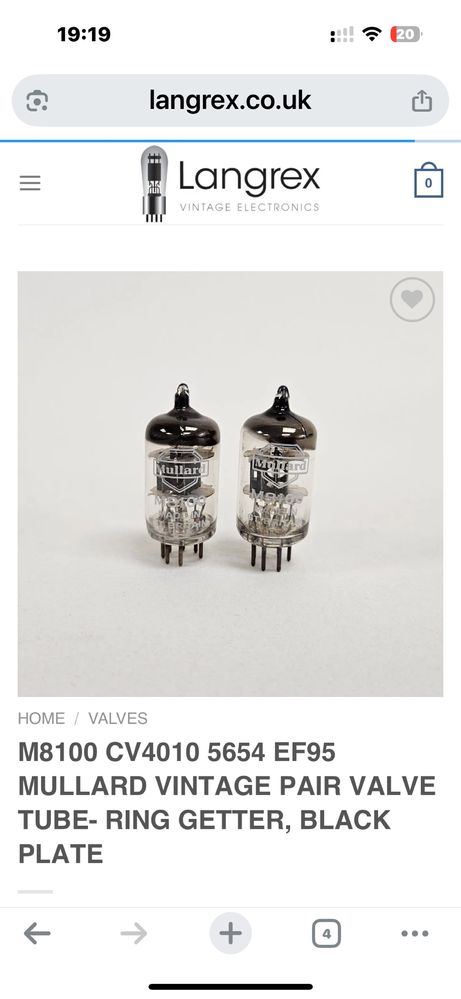 Lampy Mullard M8100 NOS 5654/6J1/6JŻP wzmacniacz lampowy