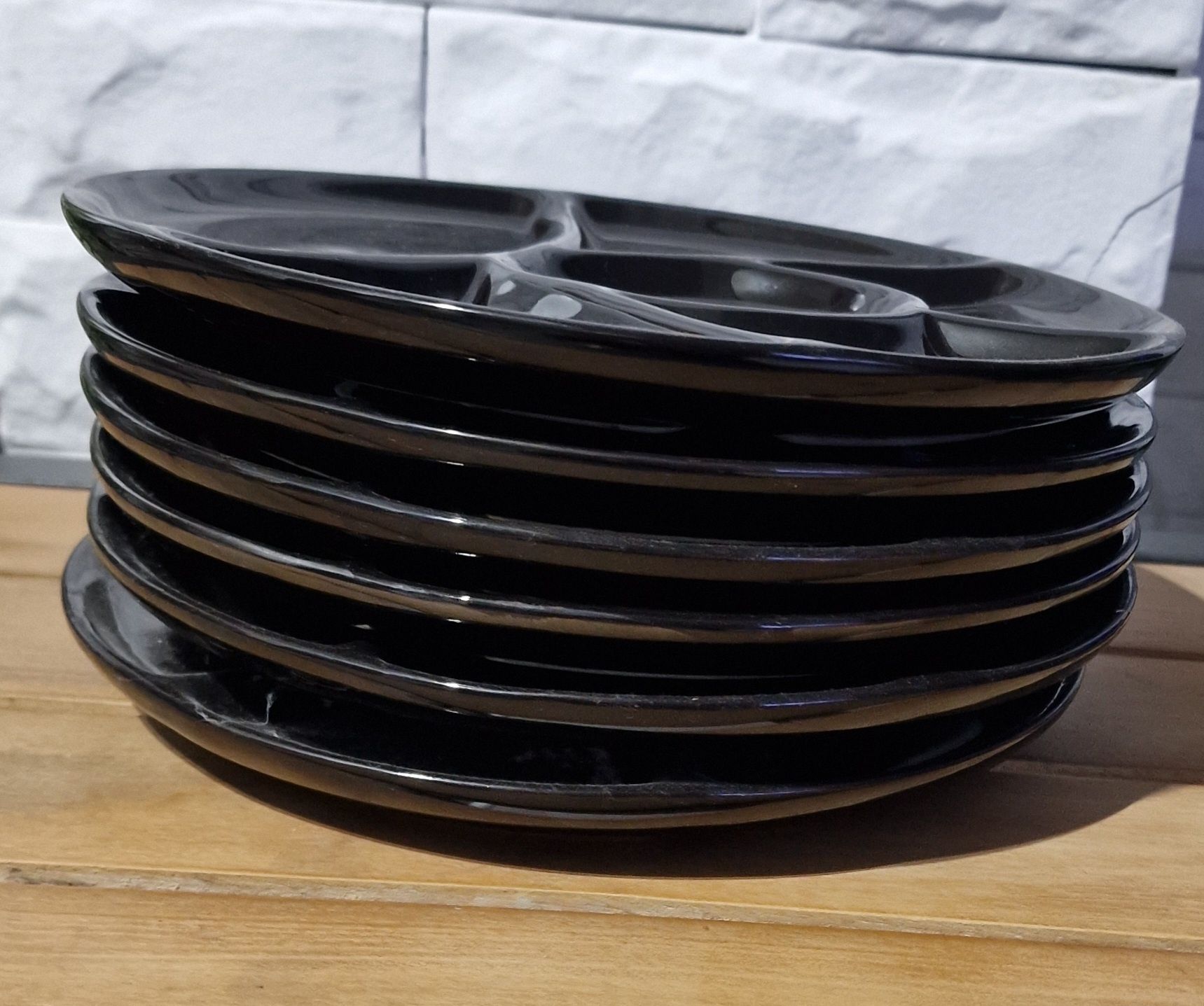 Talerze 6szt, czarne, śr 23cm