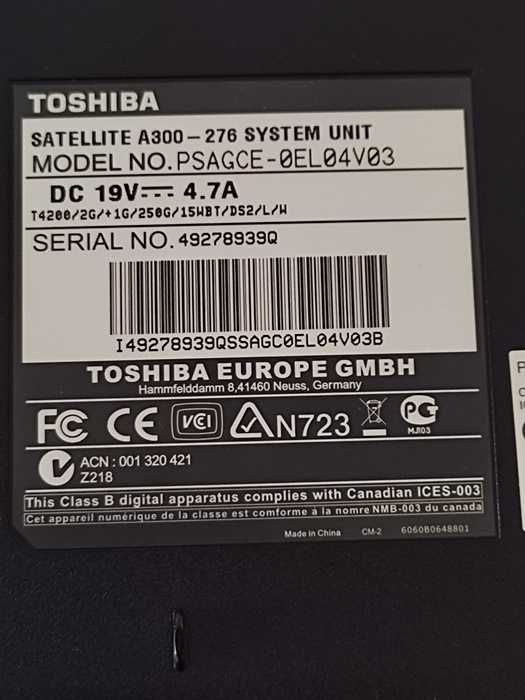 Portátil Toshiba Satélite A 300-276