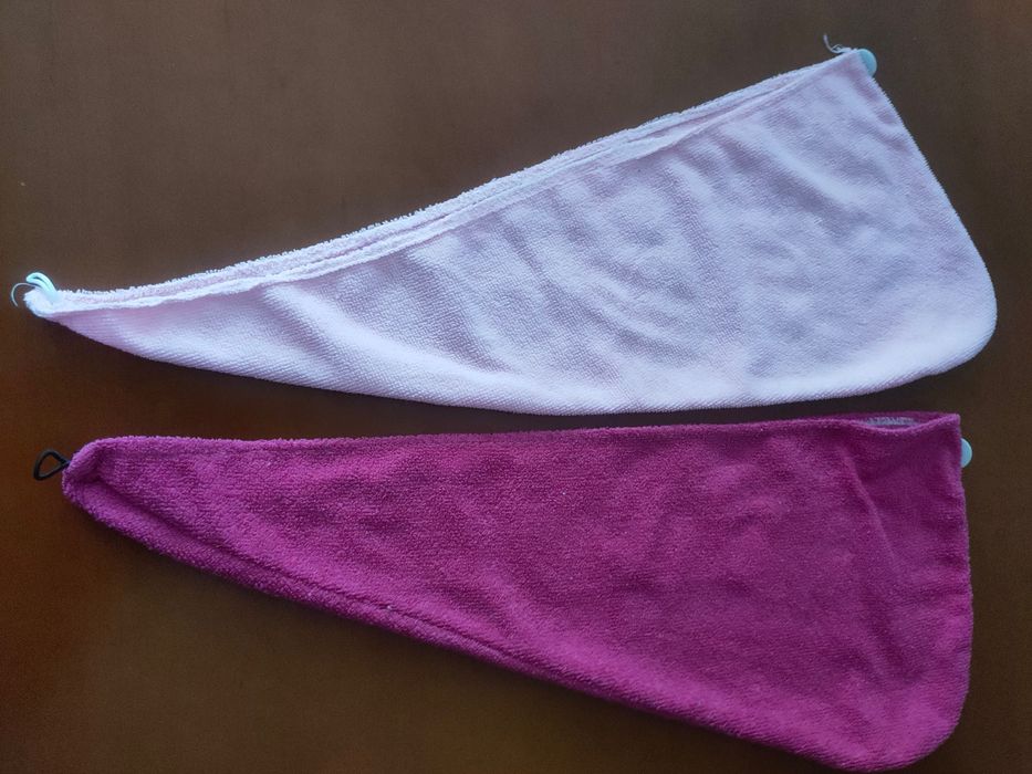 Dwa turbany do suszenia włosów