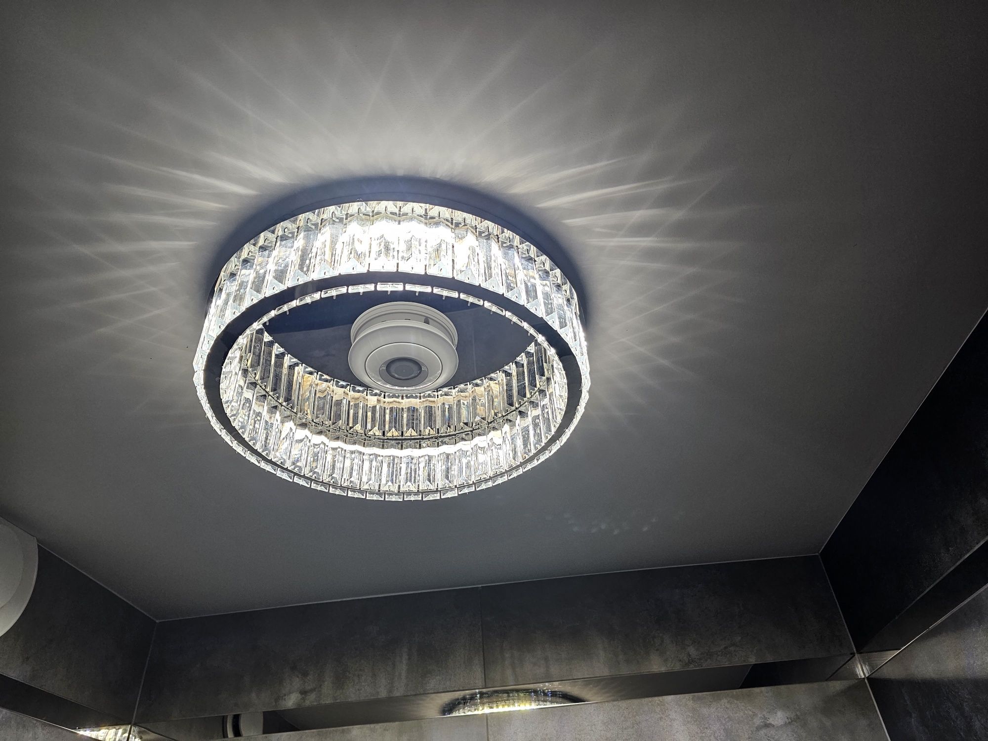 Kryształowy żyrandol LED plafon 40 cm srebrny