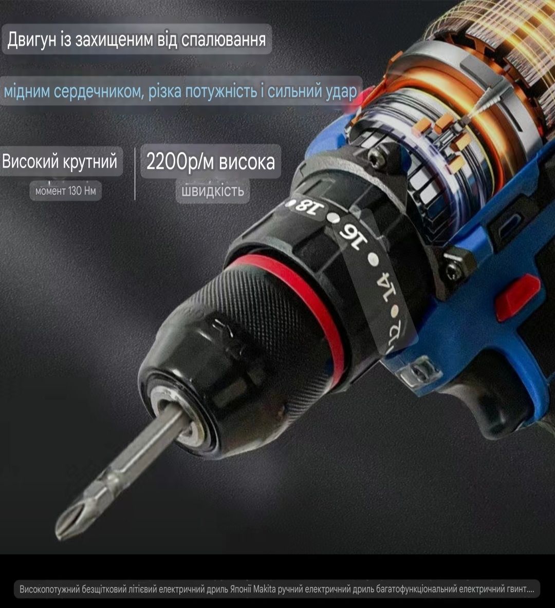 Шуруповерт ударний безщітковий посадка Makita