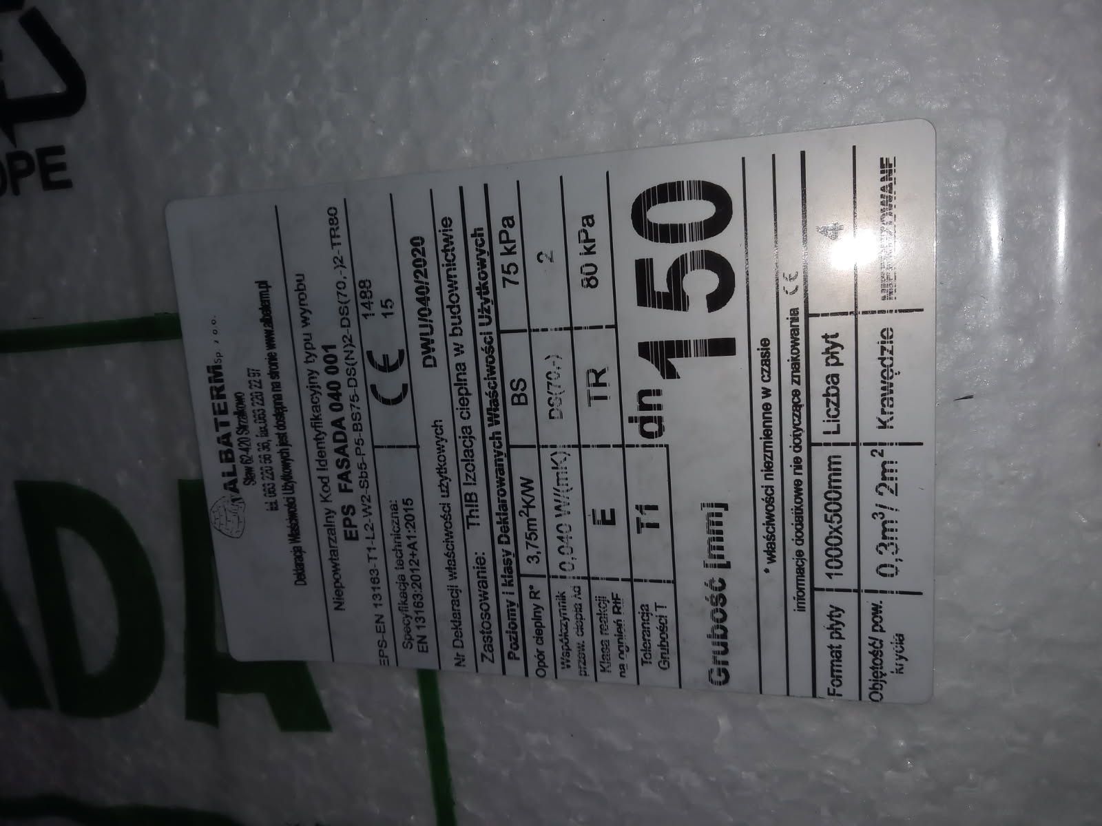 Styropian gr 150 9 paczek