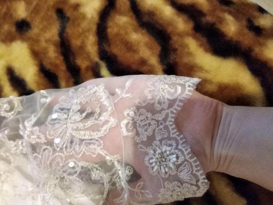 44-46-48 р. Платье нарядное свадебное айвори короткое до колена бисер