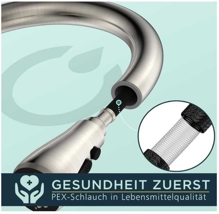 Bateria kuchenna z wyciąganą wylewką FORIOUS, 2 strumienie wody