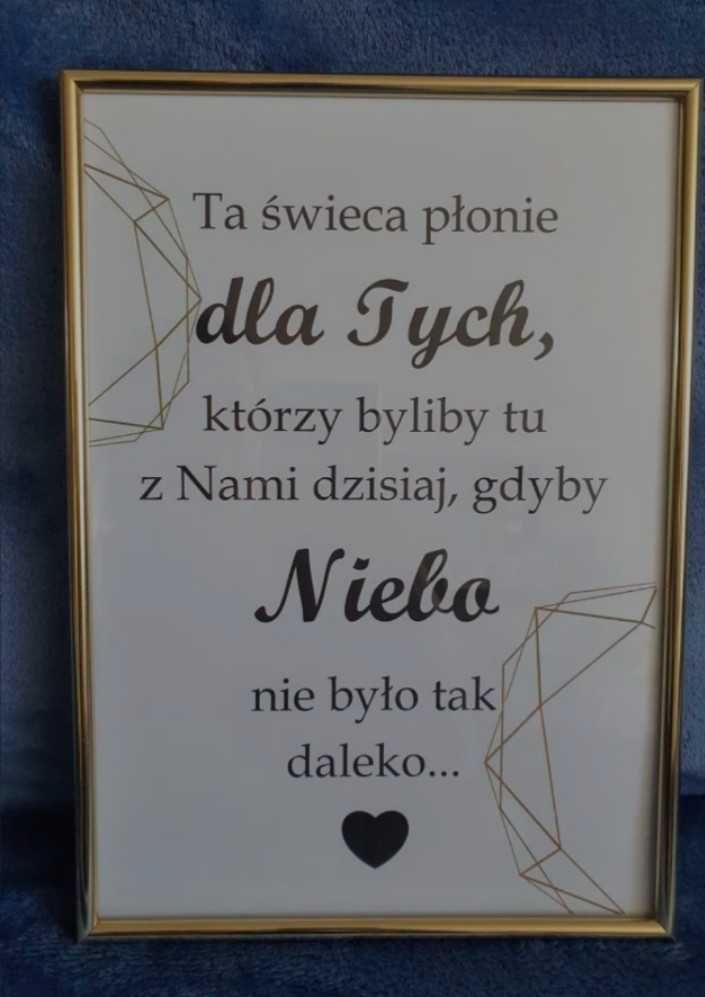 Karta A4 ta świeca płonie dla tych.. wesele ślub