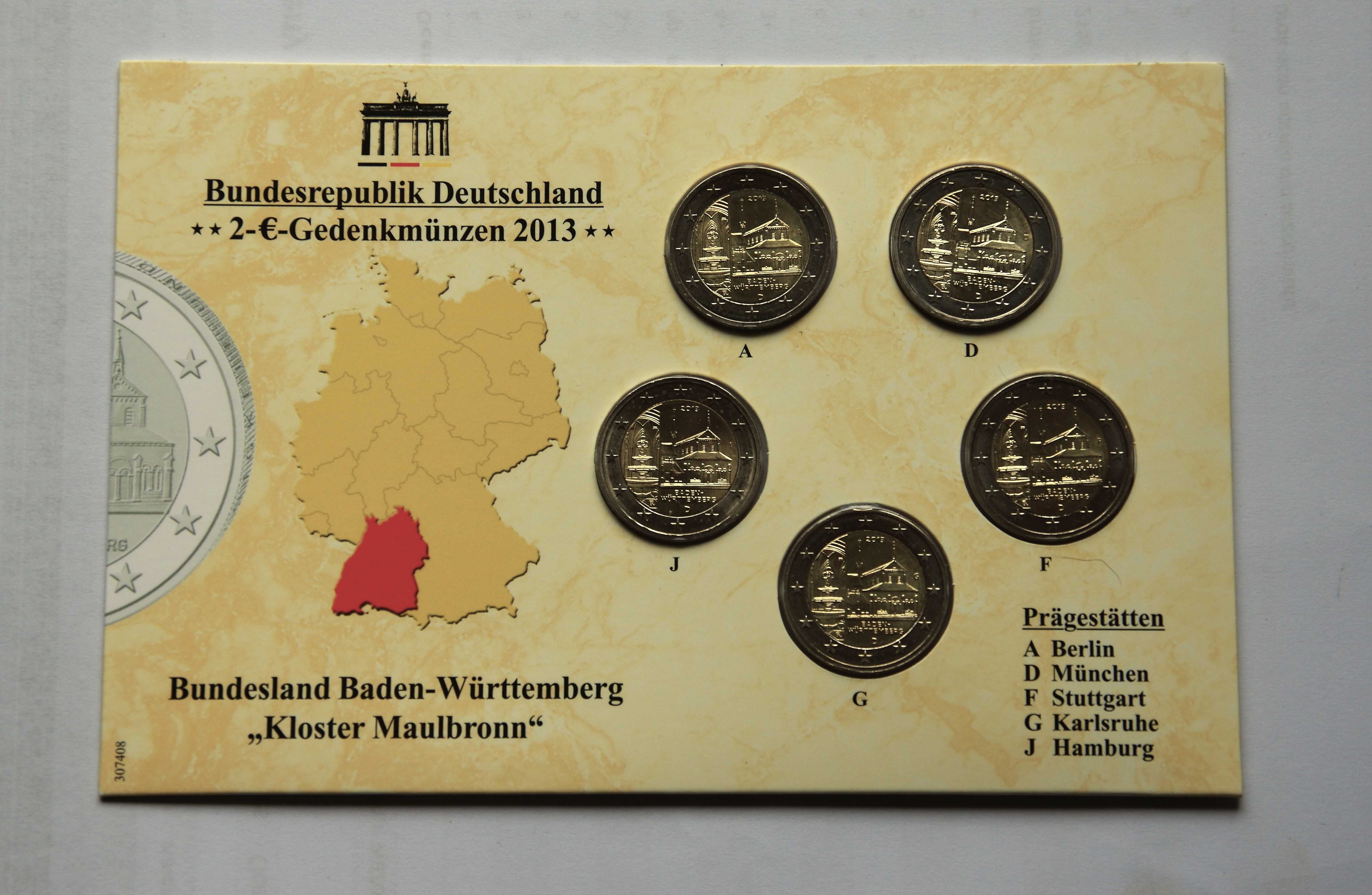 2 euro 2013 Baden-Wurtenberg  zestaw