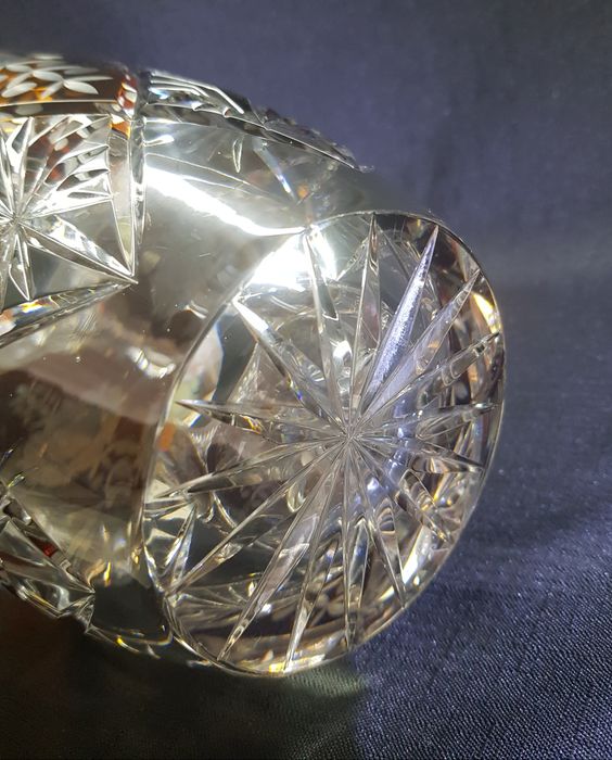 Wazon kryształowy kolorowy szlifowany Vintage PRL