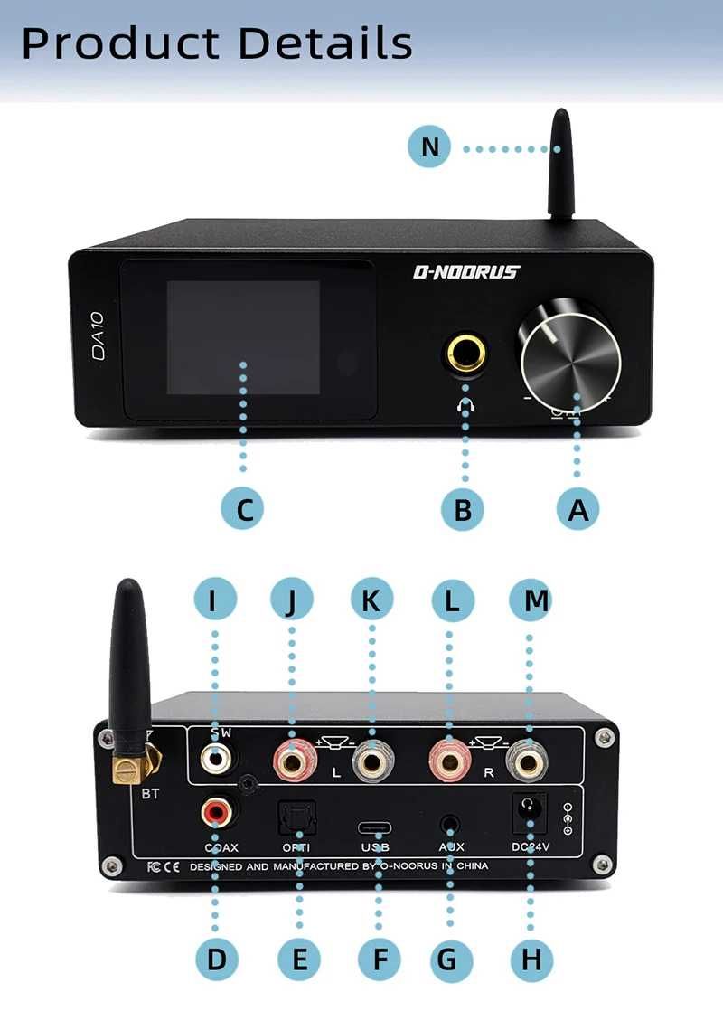 Цифровой усилитель 2.1 с USB DAC Bluetooth с преампом для наушников