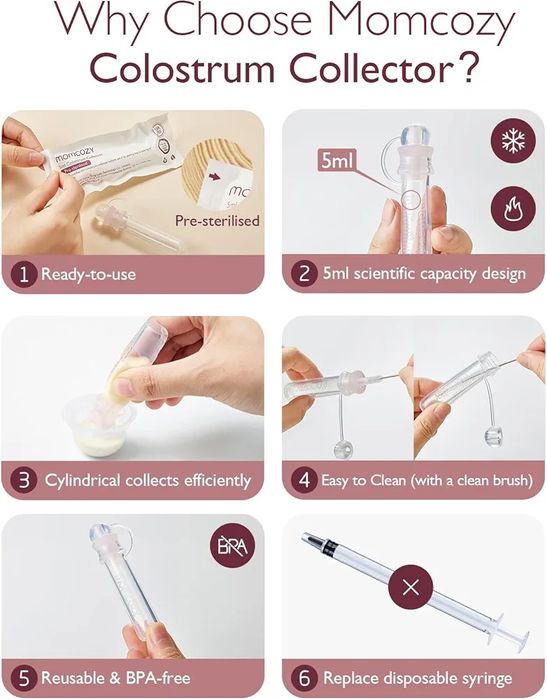 Momcozy Collector для сбора молочного веха без BPA 5 мл 6 штук