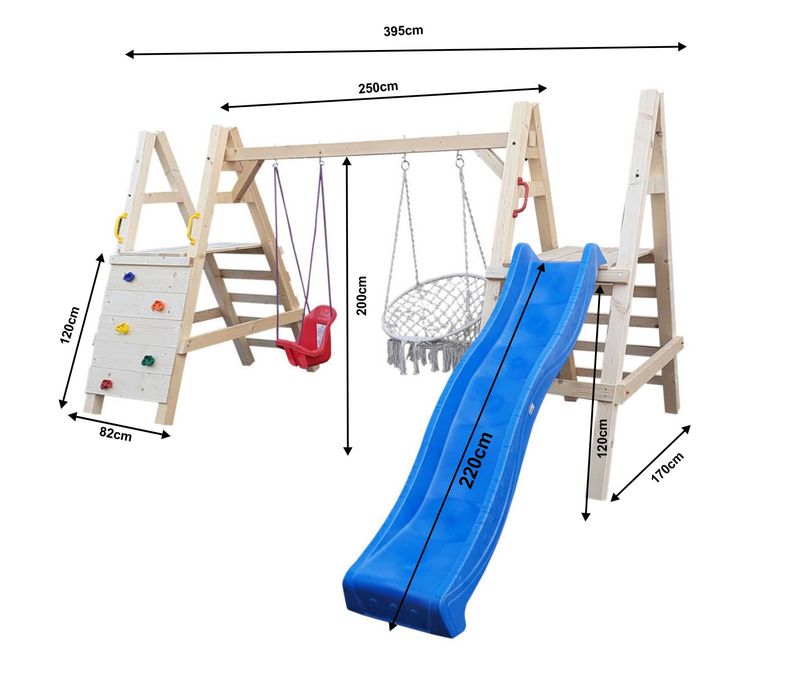 Plac Zabaw do Ogrodu OLAF2.0 2HuśrtawkiŚLIZGŚciankaDrewnoCertyfikowane