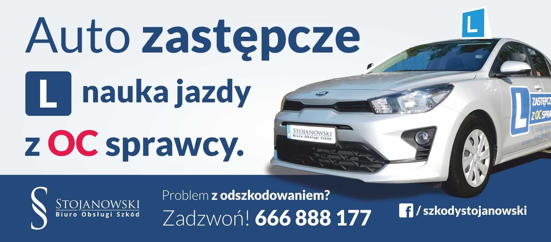 KIA Rio - nauka jazdy "L" pojazd na wynajem z OC sprawcy.