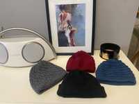Zestaw 4 czapek jesienno zimowych bordowa, szara, niebieska i czarna