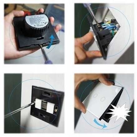 WŁĄCZNIK DOTYKOWY szklany wyłącznik światła podwójny biały