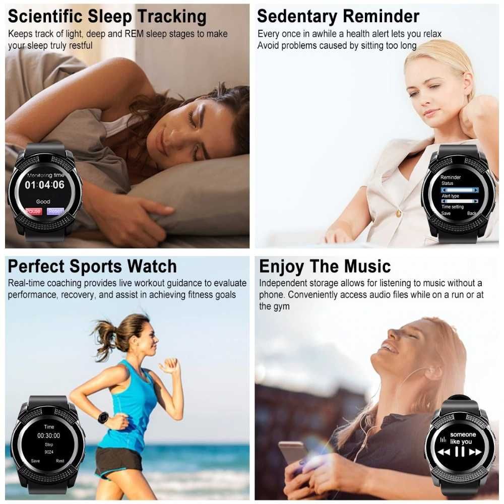 Relógio inteligente V8 Android iOS Samsung Huawei Iphone Smartwatch