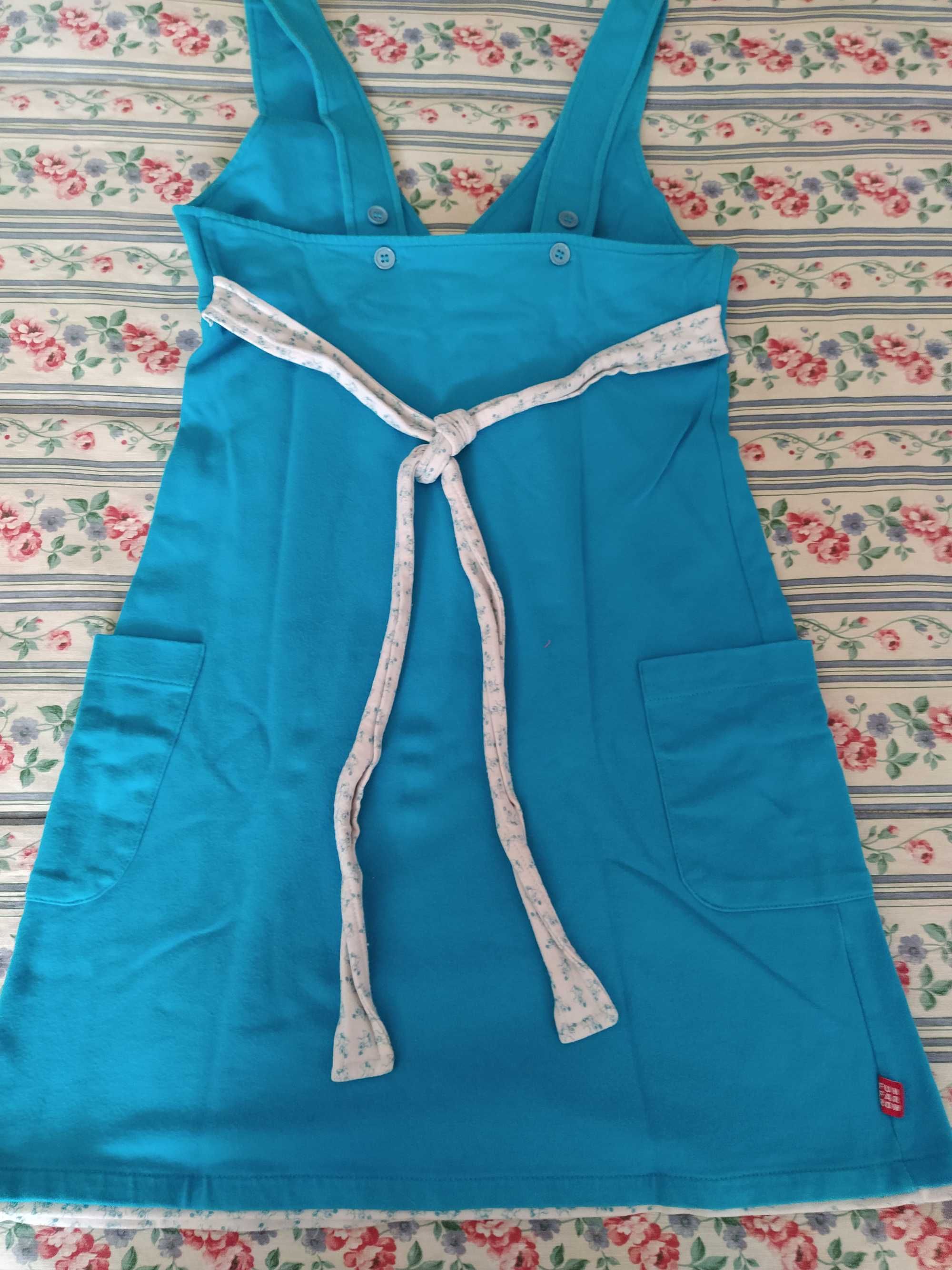 Saia / Vestido menina algodão azul turquesa 12 anos