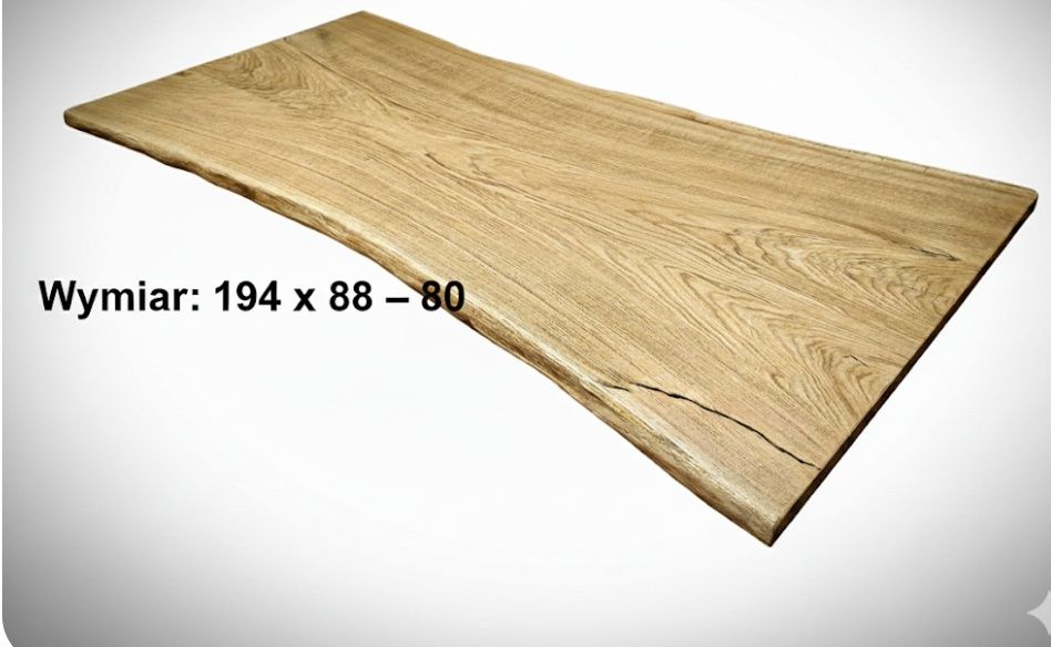 Blat dębowy 194x80-90 Live Edge na stół biurko ławę
