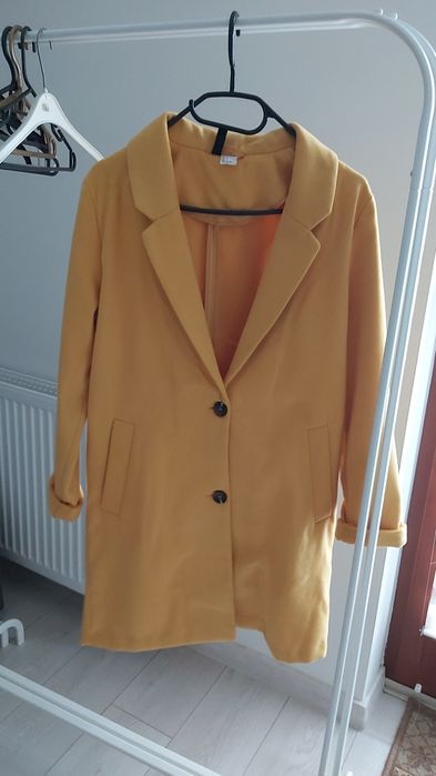 Płaszcz wiosenny jesienny h&m żółty musztardowy