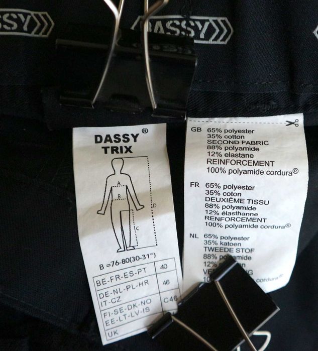 Dassy Trix hybrydowe spodenki robocze z wiszącymi kieszeniami S (46)