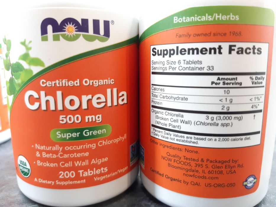 Now Foods, Chlorella 500 мг (200 таб.), хлорела, хлорелла