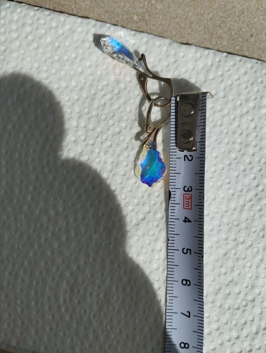 Biżuteria kolczyki kryształki błękitno-żółty odcień