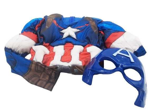 Strój Kapitan Ameryka z mięśniami + maska 130cm