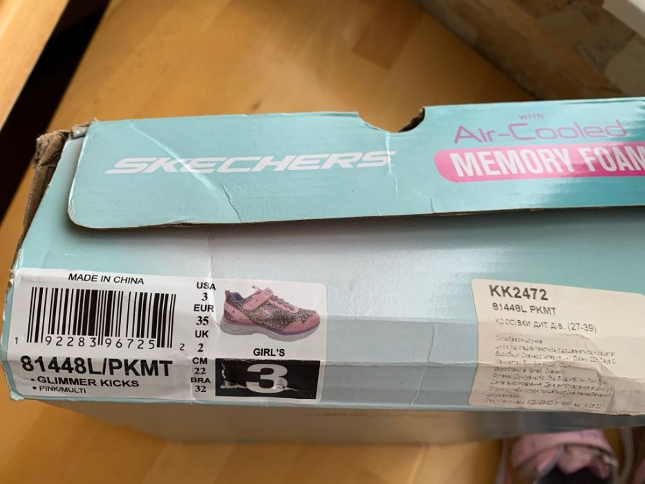 Кроссовки skechers 35 размер, блестящие, блестки, uk 2, us 3, 22 см, 8