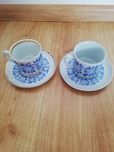 Dwie filiżanki porcelanowe z podstawkami Chodzież PRL