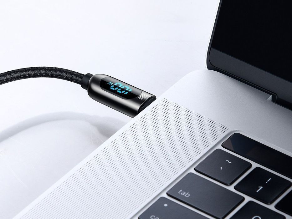 Kabel 1m Baseus przewód USB-C Type C z miernikiem prądu PD 5A 100W