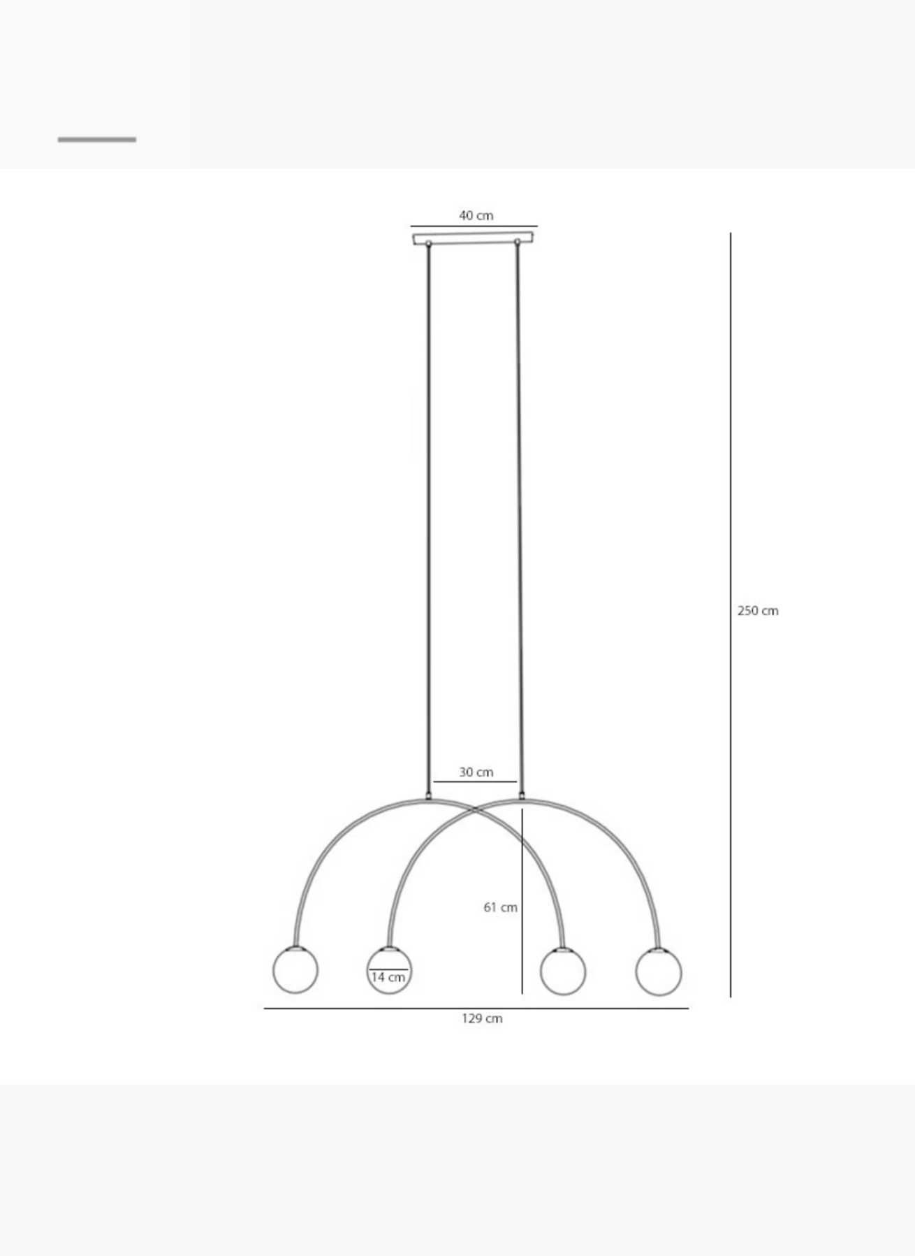 Lampa wisząca w kształcie łuku UNA 4 LONG BLACK