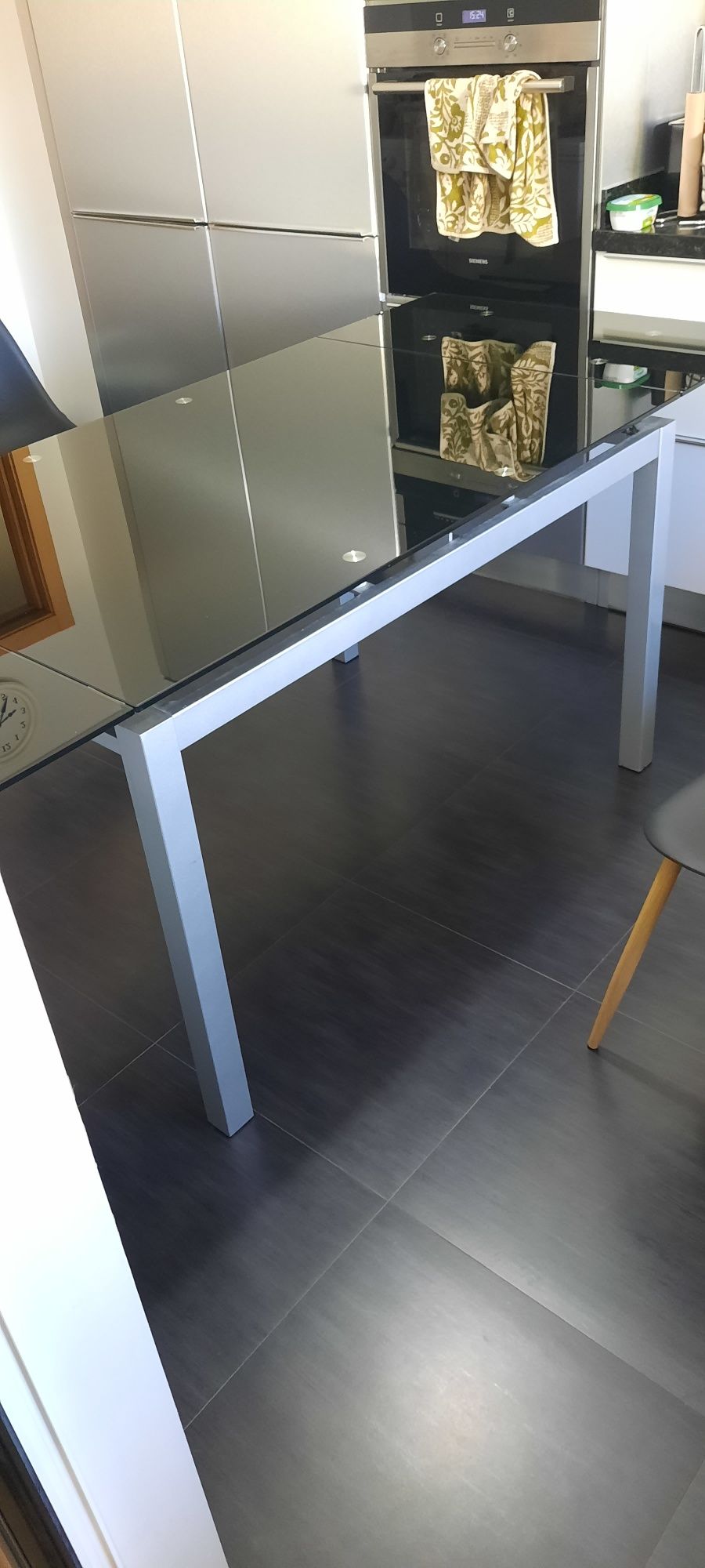 Mesa extensível de cozinha 1.20/1.60x0.80 vidro temperado