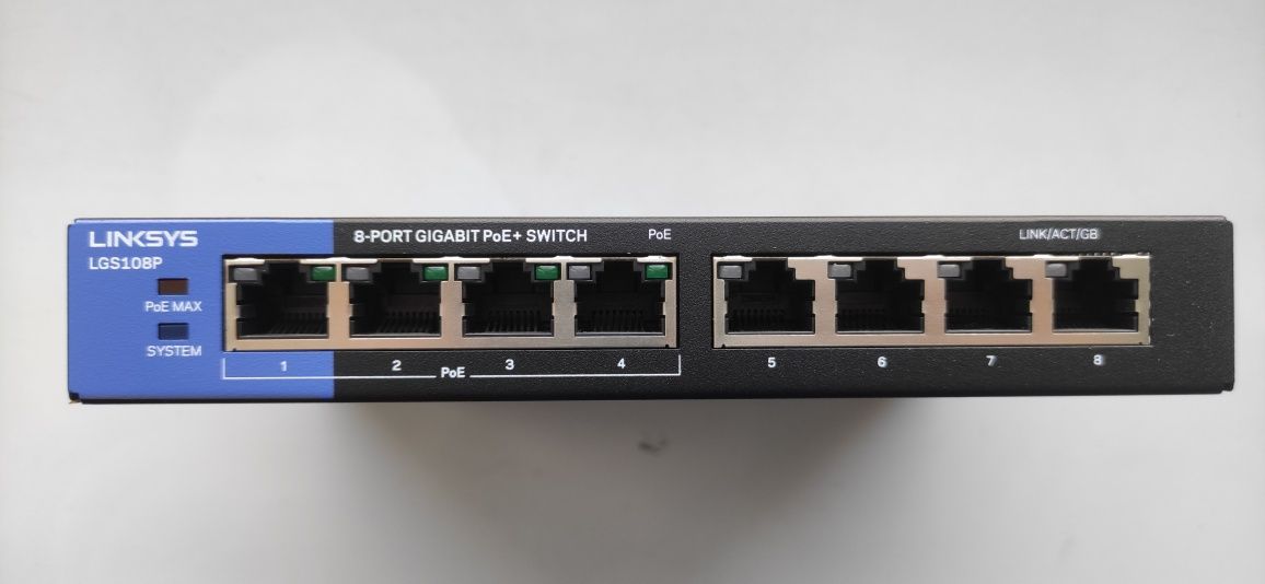 Гігабітний свіч з живленням Linksys LGS108PV2 POE