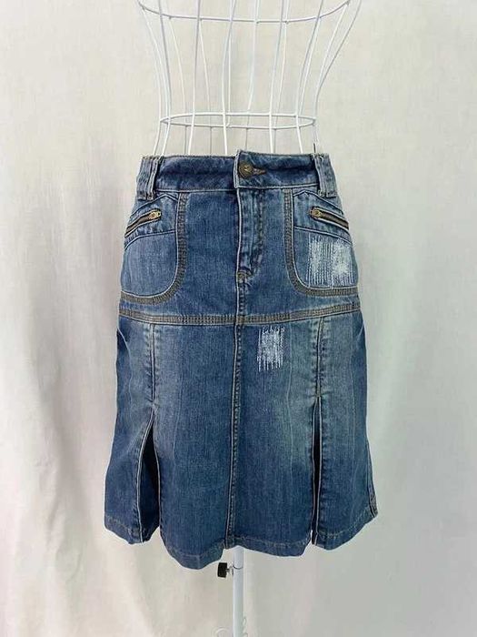 Dżinsowa midi jeansowa spódnica z przetarciami Redstar M/S 38/36