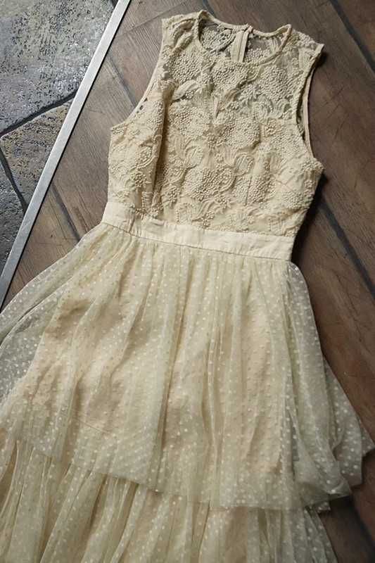 Suknia ślubna ecru koronka tiul Y.A.S. 34 XS
