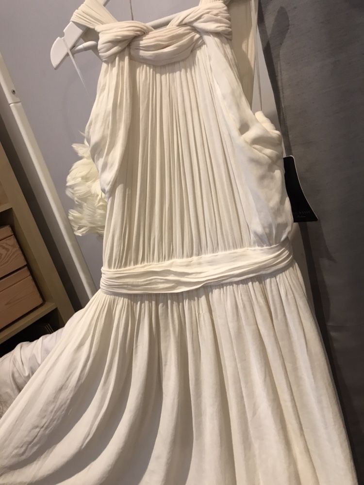 Sukienka zara xs s biel śmietankowa boho