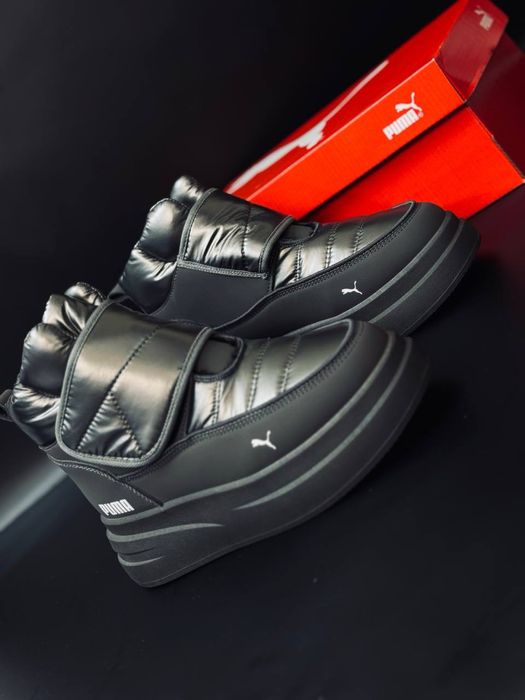 Жіночі дутики пума на хутрі сірі супер теплі дутіши puma