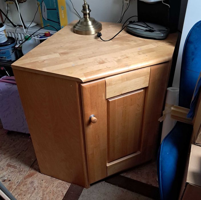 Szafka witryna narozna drewno 100x100cm i szafka stojaca 45 z blatem