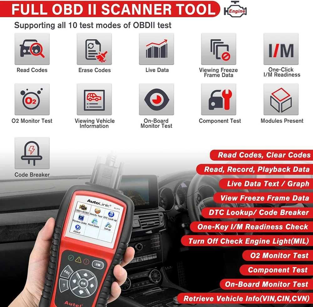 Зчитувач кодів AutoLink AL519  OBDII/EOBD автомобіля