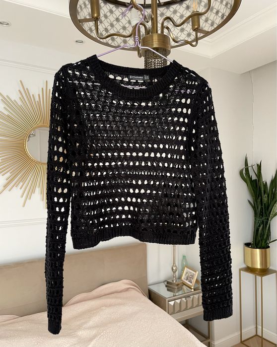 Stradivarius ażurowy top siatka siateczka bluzka mesh dzianinowy