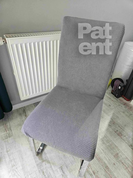 Pokrowce na krzesła szare żakardowe kratka 4 szt siwe