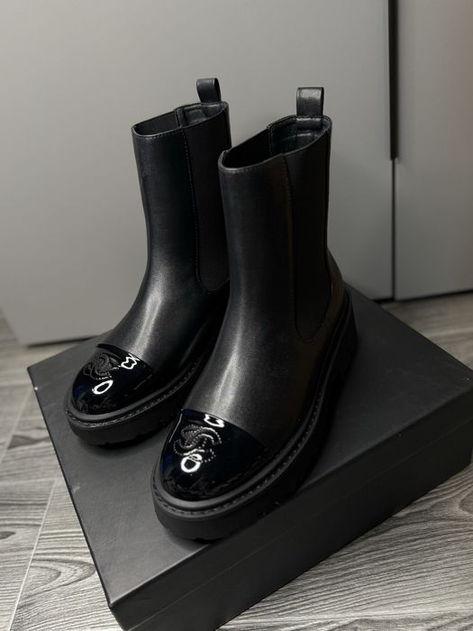 Лаковые ботинки в стиле шанель chanel 39 размер